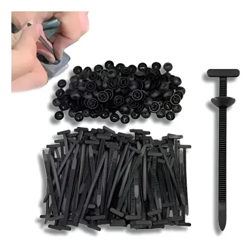 Abraçadeiras T Fivela Fita Plástica Universal Nylon Preto Kit 50