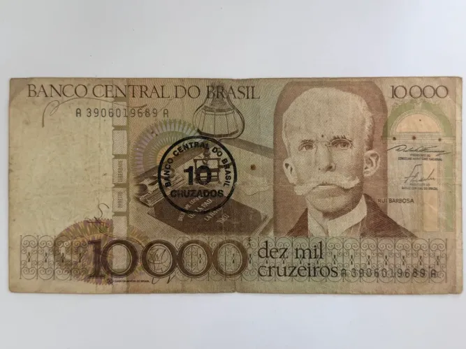Cédula Antiga 10 Cruzados (Carimbo sobre 10.000 Cruzeiros) - Colecionador