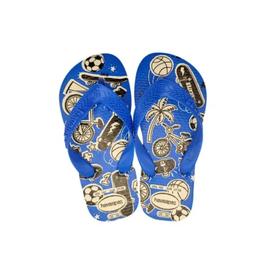 Chinelo Havaianas Infantil Estampa Esportes Kids Athletic Branco+Azul *