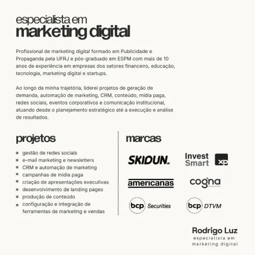 Serviços de Marketing: Redes Sociais, Banners, Logotipo, Identidade visual, Mídia paga