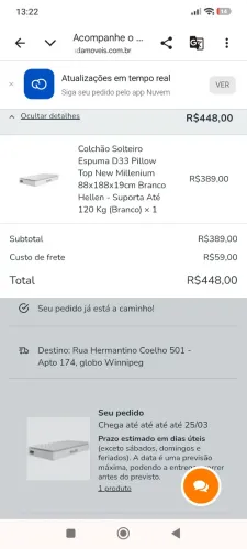 Colchão solteiro novo