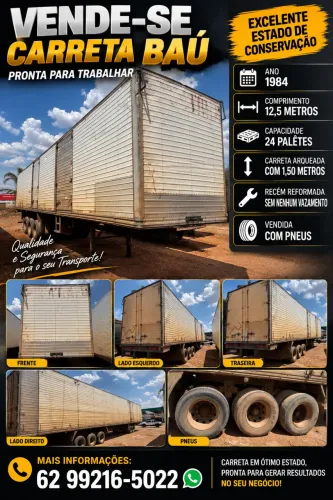 Carreta baú 24 paletes com Pneus
