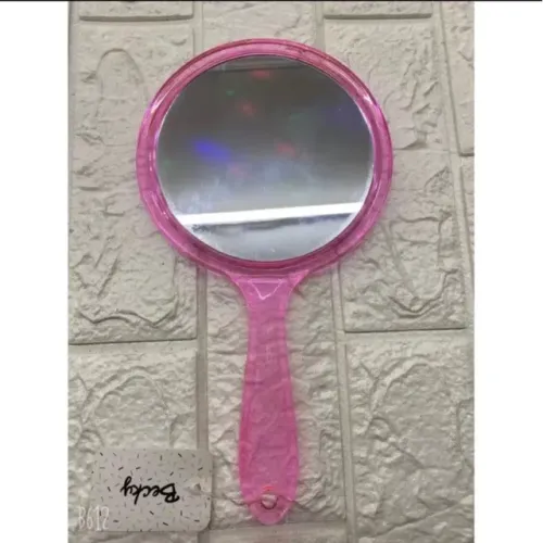 Espelho de mão rosa dupla face com aumento - Tamanho G