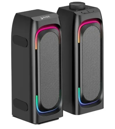 Caixa de Som Gamer Rise Mode Laser S1, RGB Rainbow, Bluetooth e P2 3.5mm, 5Wx2, Preto -