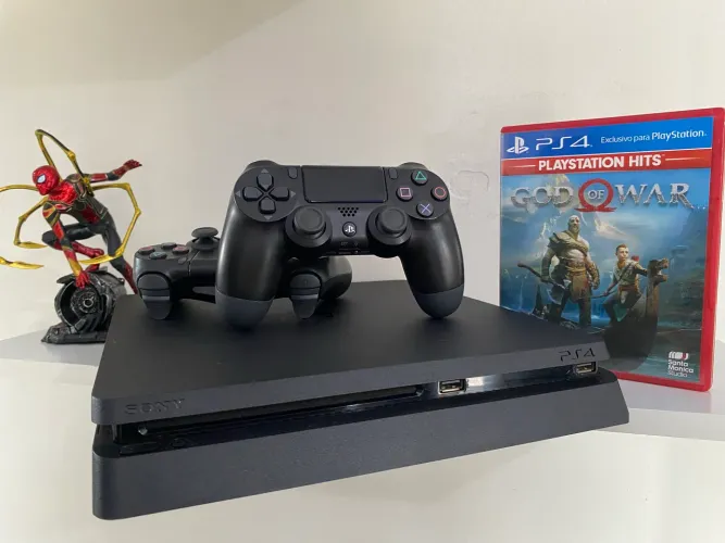 Ps4 slim + 2 controles + jogo