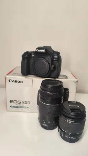 Canon 80D + lente 18-55 + lente 75-300