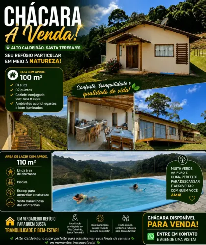 Vende-se linda chacara com casa e área de churrasco com piscina