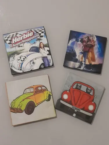 4 porta copo de volta pro futuro, fusca etc
