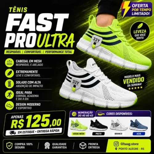 TÊNIS FAST PRO ULTRA - CONFORTO ABSURDO POR R$125