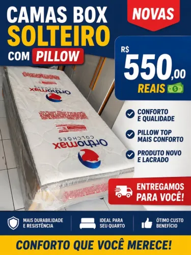 CAMAS BOX SOLTEIRO COM PILLOW NOVAS