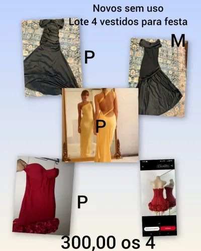 Lote com 3 vestidos para festas novos sem uso
