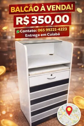 Balcão Caixa C/ Tampa de Vidro