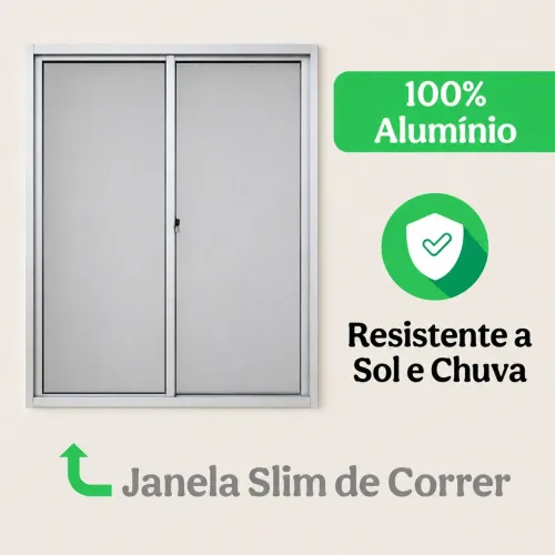Janela de Alumínio 1,00x0,80 c/ Vidro canelado 02 Folhas de Correr