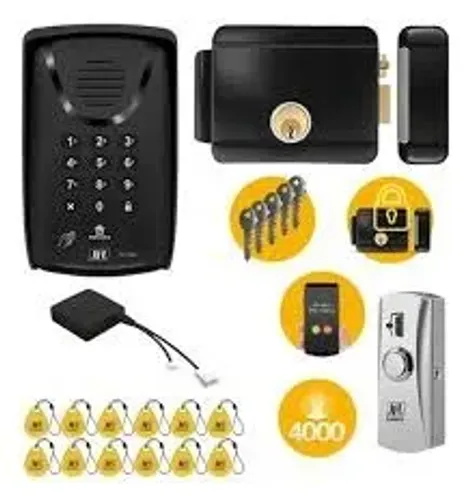 Porteiro Eletrônico JFL PEC 1310 C com Fechadura F101, Módulo Bluetooth e 12 Chaveiros RFI