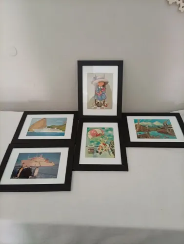 5 Quadros Decorativos de Cartões Postais Importados