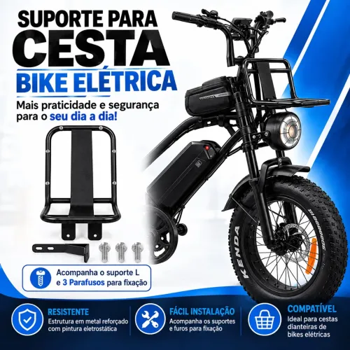 Suporte de cesta bagageiro para bike elétrica