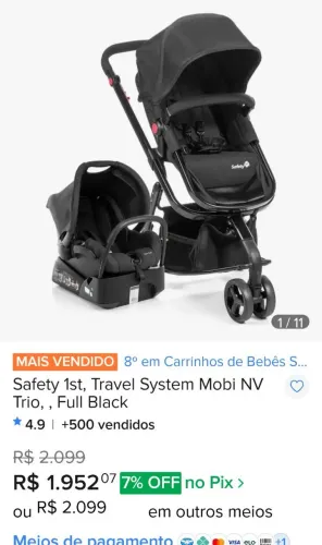 Carrinho Moisés safety completo unissex bem conservados