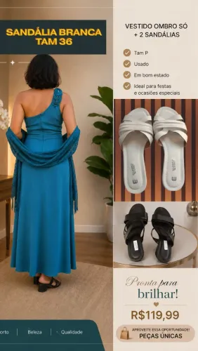 Kit Vestido+ Sandálias Feminina l Look Completo e Elegante.