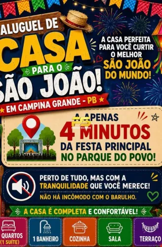 CASA PARA LOCAÇÃO DIÁRIAS A PARTIR DE 1.200,00 NO BAIRRO CENTRO EM CAMPINA GRANDE / PB REF