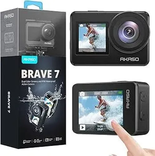 Camera Akaso Brave 7 LE IPX7 Dual Display Color Nova Caixa e todos Acessórios Imperdível !