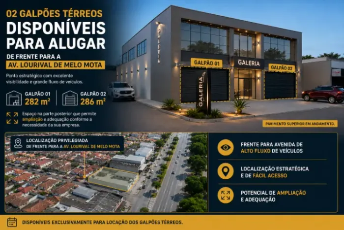 Alugo 02 galpões novos, com áreas a partir de 282 m²