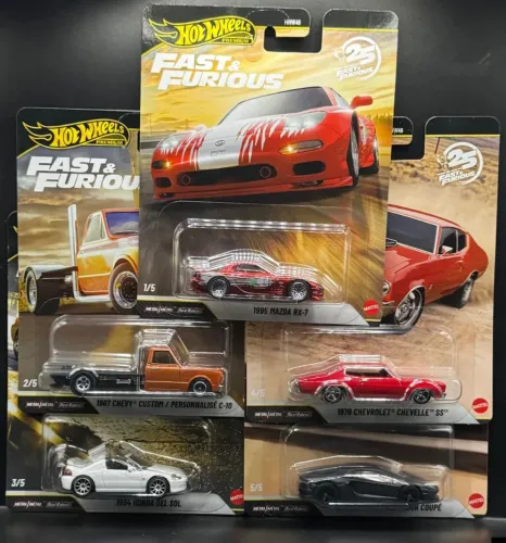 Hot Wheels Premium Velozes e Furiosos 25º Aniversário - Conjunto de 5 - Caixa P HNW46-956P