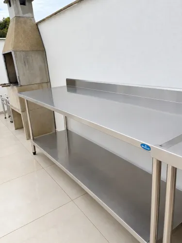 Mesa Bancada Inox Industrial 200x60x90