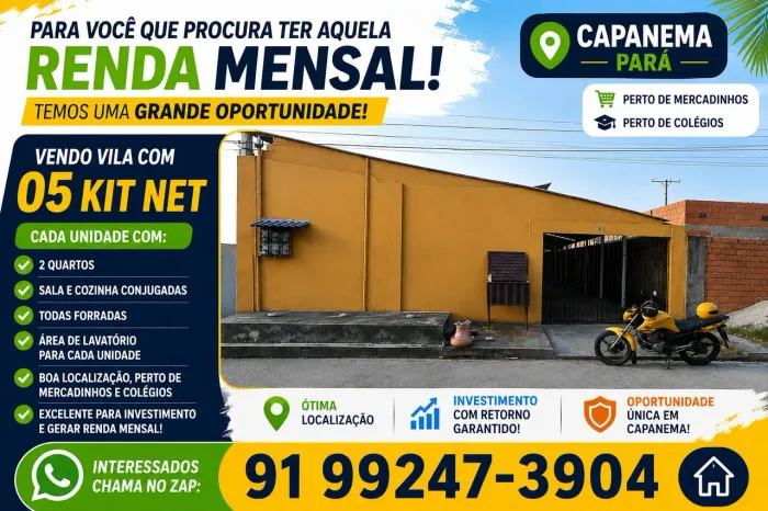 vendo vila com 05 kitnets