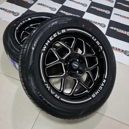 Par Rodas Raw Racing 15" 4x100 Com Pneus