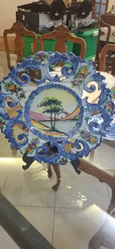 Prato Decorativo Português Antigo - Pintado à Mão | Anos 50