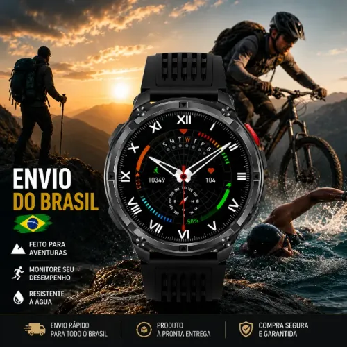 Smartwatch HT33 AMOLED 1.7? Ultra HD 360x360 IP68 Bateria 450mAh Esportivo