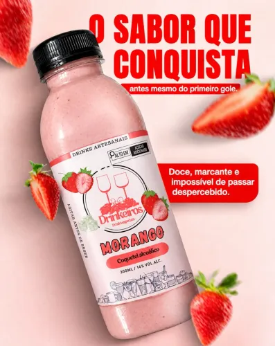 Coquetel alcoólico de morango