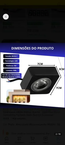 Kit 10 Unidades Spot Led Sobrepor