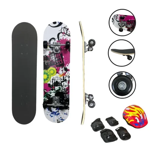 Skate Infantil 31'' Shape City C/ Kit Proteção e Bolsa
