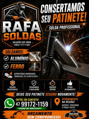 Solda em patinete eletrico,alumínio e ferro 