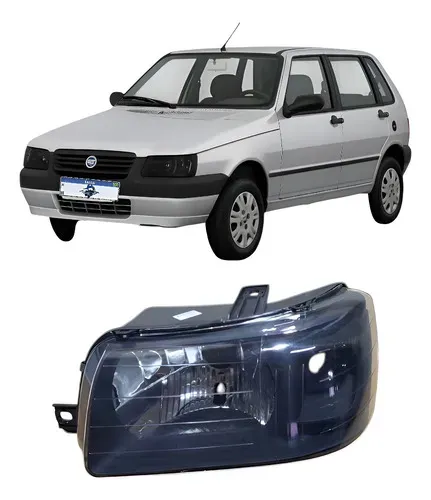 Farol Esquerdo Fiat Uno Fiorino Mascara Negra 2004 Até 2013 Esquerdo/motorista