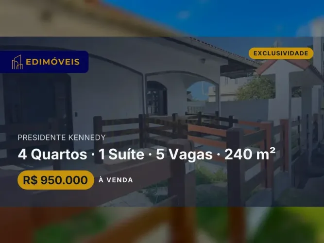 Oportunidade em Presidente Kennedy: casa com 3 quartos e lote ao lado!