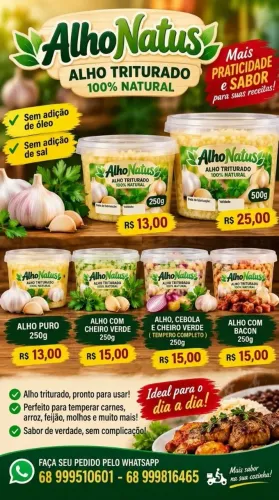 Alho triturado 100% Natural