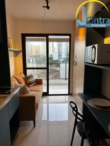 Alugo Smart Centro de Convenções, apartamento mobiliado 1/4 e sala com varanda, R$ 3.200,0