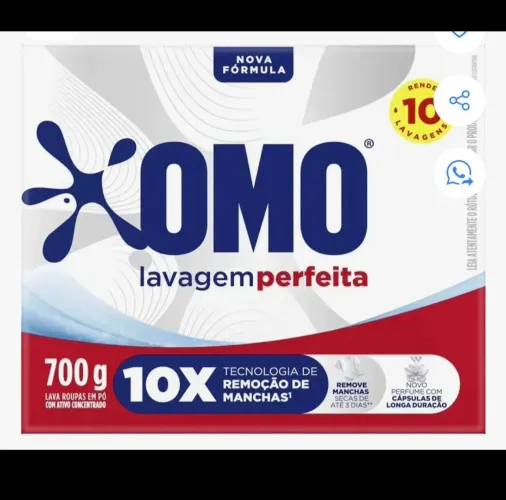 Lava Roupas Em Pó Omo Lavagem Perfeita Remove Manchas 700g