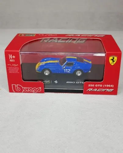 Miniatura Italiana 250 GTO 112 Bburago 1:64 - Liga Metálica com Base Expositora