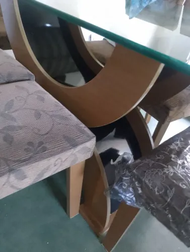 Mesa 6 cadeiras tampo de vidro