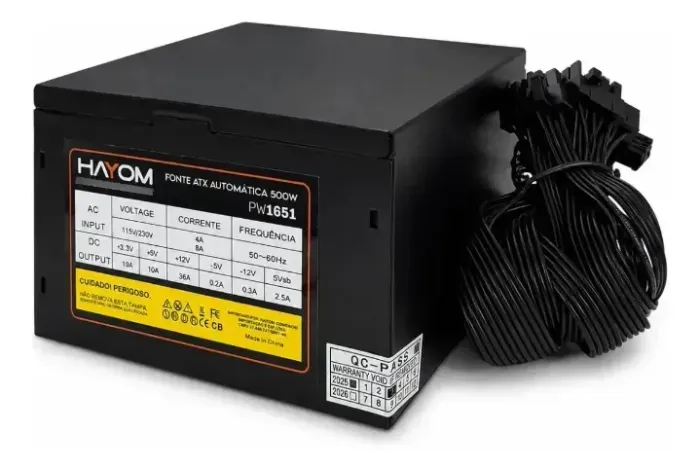 Fonte De Alimentação Hayom 500w Atx Pw1651