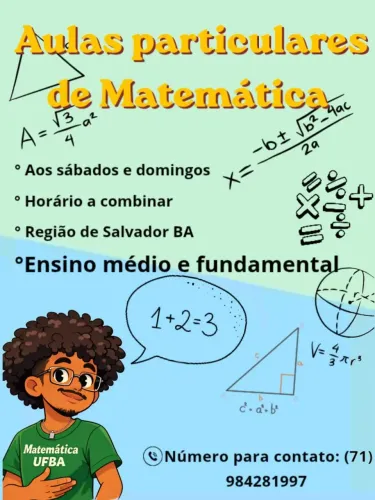 Professor De Matemática- Reforço escolar/Aula Particular 