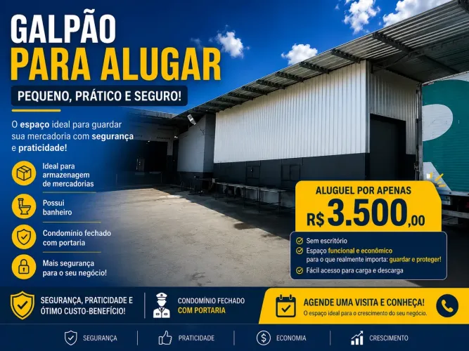 GALPÃO PARA ALUGAR - R$ 3.500/MÊS