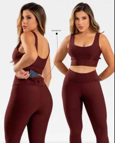 Conjunto legging e top marrom (m)