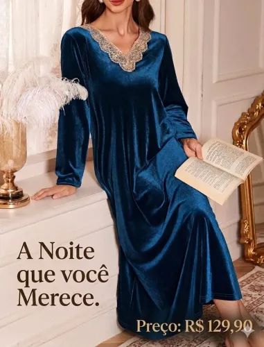 Camisola sexy de veludo azul marinho