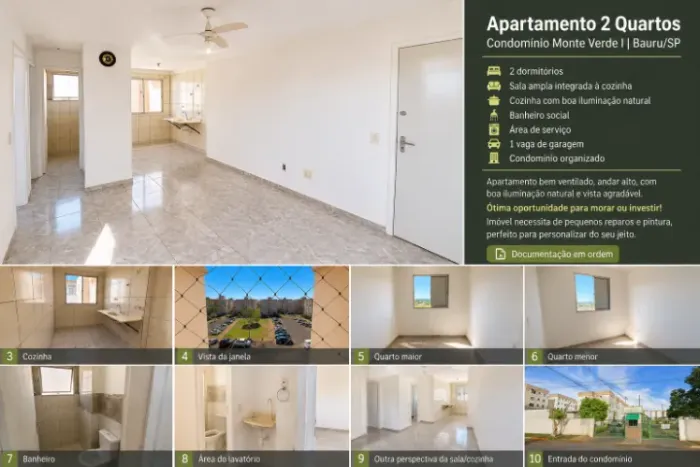 Apartamento 2 Quartos | Condomínio Monte Verde I | Bauru