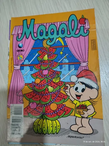 Lote com 5 gibis da Magali com capas de Natal, Turma da Mônica, hq