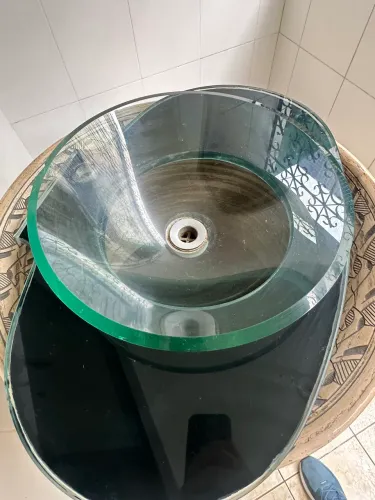 Cuba de vidro redonda 35cm mais bancada
